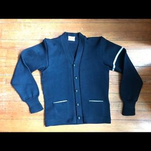 Vintage 40s 50s worsted wool cardigan blue